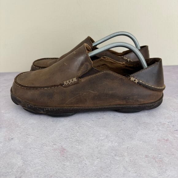 Olukai Shoes Men\'s Size 10 Moloa Kapa Slip On Drop In Heel Casual Resort READ